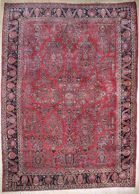 Us Re-Import Sarogh, Persien, Anfang 20.Jhd, Wolle auf Baumwolle, ca. 380 x 275 cm,EHZ: 3
