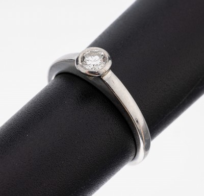 Platin Brillant-Ring, Pt 950, Brillant ca. 0.22 ct Weiß/si, RW 54, ca. 4.2 g