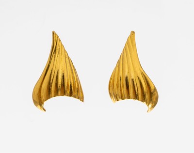 Paar 21.6 kt Gold Ohrstecker, GG 900/000 gepr., fächerförmig, ca. 6.9 g