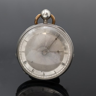 DEVAULX offene Französische Taschenuhr mit Schlagwerk in Silber, Frankreich um 1830, Schlüsselaufzug, guill. Geh. leicht dell., verg. Cuvette, ...