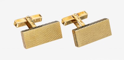Paar 14 kt Gold Manschettenknöpfe, GG 585/000, gefüllt, Oberfläche strukt., ca. 14.1g