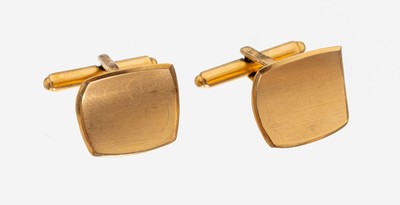 Paar 18 kt Gold Manschettenknöpfe, GG 750/000, konkave Platte, ca. 7.9 g