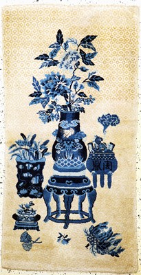 Pao Tow"Vasen-Teppich"antik, China, um 1900, Wolle auf Baumwolle, ca. 152 x 77 cm, EHZ: 2, (restauriert)