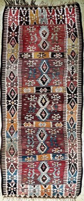 Anatol Kelim antik, Türkei, um 1900, Wolle auf Wolle, ca. 312 x 131 cm, EHZ: 3