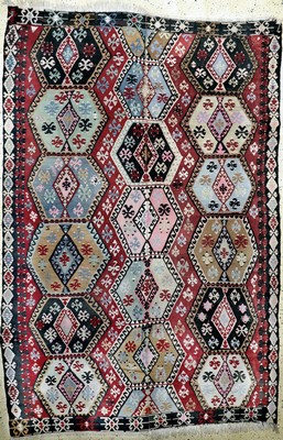 Anatol Kelim alt(2 Bahnig), Türkei, Anfang 20.Jhd, Wolle auf Baumwolle, ca. 305 x 205 cm,EHZ: 2-3