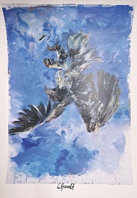Georg Baselitz, geb. 1938, Farboffset, Titel: Adler-nach dem Gemälde von 1972, handsigniert, hrsg: Pinakothek der Moderne München 2007, ca. 75x105 ...