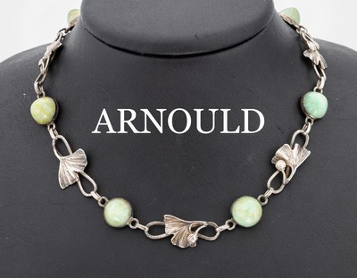 Seltenes Jugendstil Collier von Edouard-Aimé, Frankreich um 1900, reiner Jugendstil, Silber geprüft, Reste alter Teilvergoldung, rücks. sign. ...