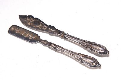 Butter- und Käsemesser, wohl Dänemark, 19.Jh. , Silber, 107g