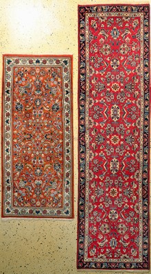 2 Lots Keschan & Sarogh, Persien, Ende 20. Jhd, Wolle auf Baumwolle, ca. 253 x 69 cm, ca. 157 x 69 cm, EHZ: 2