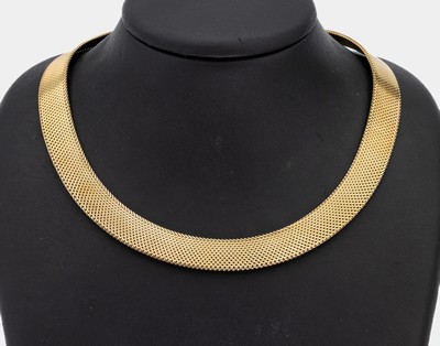 14 kt Gold Collier, GG 585/000, B. ca. 12 mm, L. ca. 40 cm, Kastenschloss mit 2 Sicherheitsachten, ca. 84.6 g