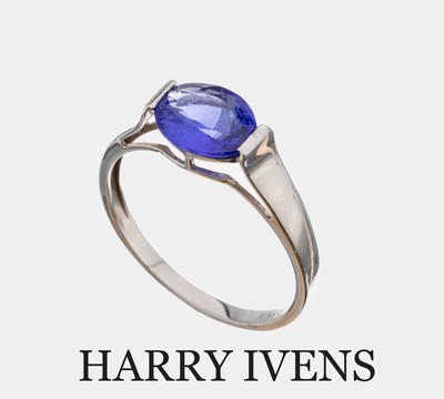 Platin Tansanit-Ring, PT 950/000, ovalfacett. Tansanit ca. 1.20 ct, ca. 4.5 g, RW 65, Hersteller HARRY IVENS