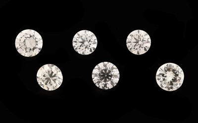 Lot 6 lose Brillanten, zus. ca. 1.91 ct get. Weiß-Yellow/si