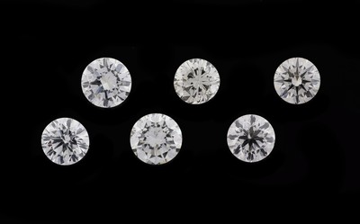 Lot 6 lose Brillanten zus. ca. 1.87 ct get. Weiß-l.Yellow/si