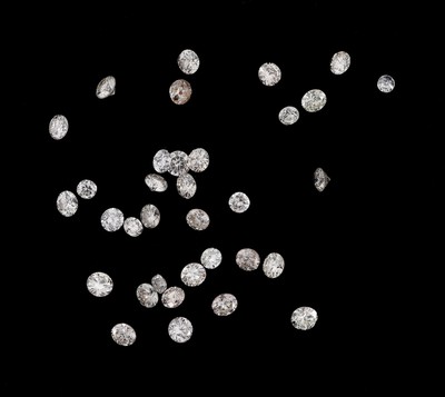 Lot 35 lose Brillanten, zus. ca. 2.06 ct get. Weiß-Braun-light Yellow/p, Ausfassware