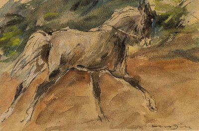Otto Dill, 1884 Neustadt-1957 Bad Dürkheim, Trabendes Pferd, Aquarell auf Papier, rechts unten sign., ca. 13x19cm, PP, u.Gl., R. ca. 41x51cm