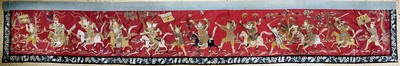 Seide-Metallstickerei Behang, China, um 1900, Seide-Metall auf Seide bestickt, ca. 420 x 66 cm, EHZ: 1-2