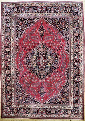Mesched alt, Persien, Mitte 20.Jhd, Wolle auf Baumwolle, ca. 360 x 260 cm, Mottenfraß, EHZ: 2