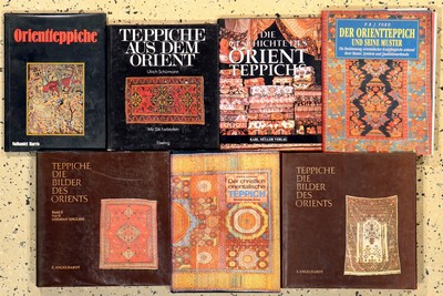 Konvolut aus 7 Bücher Teppich-Literatur. Orientalische Teppiche. Ulrich Schürmann oder E.Engelhardt