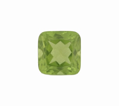 Loser facett. Peridot, 7.34 ct, Carree, ca. 10.8 x 10.8 mm