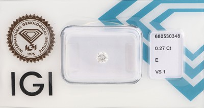 Loser Brillant 0.27 ct hochfeines Weiß(E)/vs1,mit IGI Expertise, verschweißt