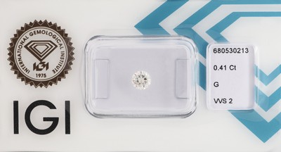 Loser Brillant 0.41 ct feines Weiß(G)/vvs2, mit IGI Expertise, verschweißt