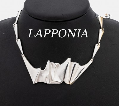 LAPPONIA Collier, 925er Silber, Finland, 1993, typ. abstraktes Design, L. ca. 45 cm, Kastenschloss, sign.