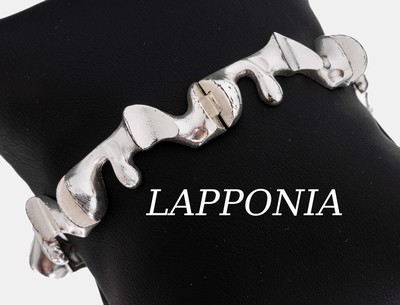LAPPONIA Armband, 925er Silber, Finland, 1993, abstraktes Design, L. ca. 18 cm, Kastenschloss mit Klappscharnier, sign., ca. 29.6 g