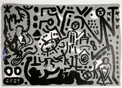 A.R. Penck, 1939-2017, Farblithographie aus der Lausanne Suite (1990), handsigniert, Ed. 41/70, auf glattem Velin, Trockenstempel des Druckers ...