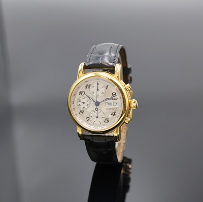 MONTBLANC Armbandchronograph Serie Meisterstück Referenz 7016, Automatik, Schweiz um 2002, verg. Edelstahlgeh. inkl. orig. Lederband (zu ern.) m. ...