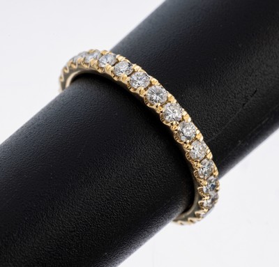 14 kt Gold Brillant-Memoryring, GG 585/000,Brillanten zus. ca. 1.10 ct Weiß-l.get.Weiß/ vs-si, RW 56, ca. 2.3 g