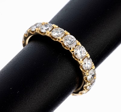 14 kt Gold Brillant-Memoryring, GG 585/000,18 Brillanten zus. ca. 2.98 ct Weiß-l.get. Weiß/vs-si, RW 55.5, ca. 4.9 g
