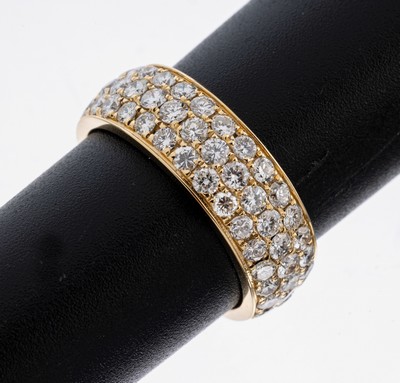 14 kt Gold Brillant-Ring, GG 585/000, 3- rhg. bes. mit Brillanten zus. ca. 3.21 ct Weiß/vs-si, RW 56, ca. 4.6 g