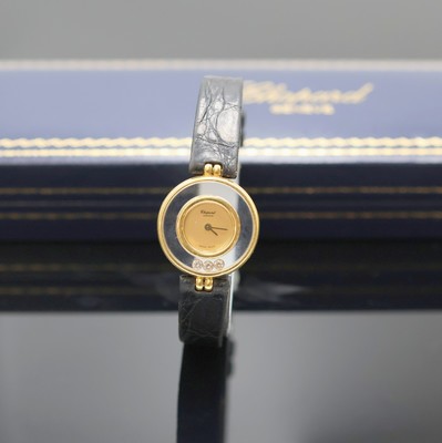 CHOPARD Damenarmbanduhr Serie Happy Diamonds in GG 750/000 Referenz 4112, Schweiz um 1990, quarz, beids. vergl. Geh. inkl. orig. Lederband m. verg. ...