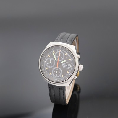 SINN Armbandchronograph, Deutschland/Schweiz um 1990, Automatik, massives Edelstahlgeh., Boden und Krone verschr., schwarzes Zifferbl. m. ...