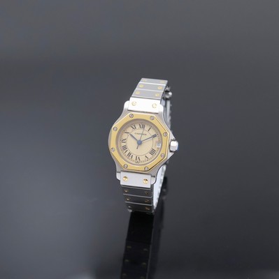 CARTIER Damenarmbanduhr Santos Ronde Referenz 187903, Schweiz um 1990, Edelstahl/Gold kombiniert inkl. Gliederband m. Faltschl., quarz, Boden 4-fach ...