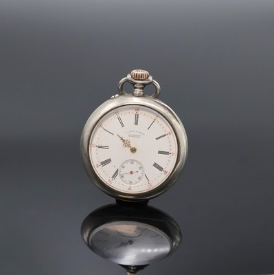 A. LANGE & SÖHNE große, offene Herrentaschenuhr in 900er Silber, Deutschland um 1905, glattes Lucia-Geh. dell., Goldscharniere, 2-tlg. ...