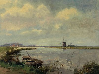 Max Otter, 1912-1983, holländische Küstenlandschaft, links unten signiert, Öl/Lwd, 62x81 cm, Rahmen 77x96 cm