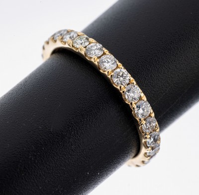 14 kt Gold Brillant-Memoryring, GG 585/000,26 Brillanten zus. ca. 1.32 ct (grav.) feines Weiß-l.get.Weiß/si, RW 55, ca. 2.4 g