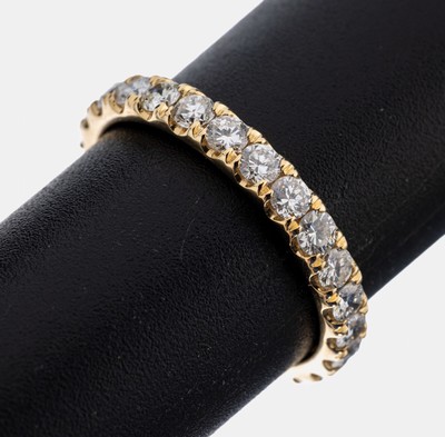14 kt Gold Brillant-Memoryring, GG 585/000,25 Brillanten zus. ca. 1.46 ct (grav.) feines Weiß-Weiß/vs-si, RW 54, ca. 2.3 g