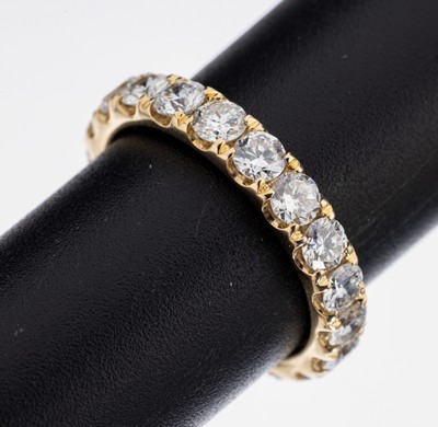 14 kt Gold Brillant-Memoryring, GG 585/000,20 Brillanten zus. ca. 2.87 ct (grav.) feines Weiß-Weiß/vs-si, RW 56, ca. 4.1 g