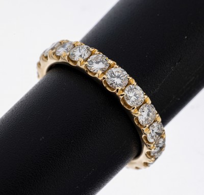 14 kt Gold Brillant-Memoryring, GG 585/000,20 Brillanten zus. ca. 2.21 ct (grav.) feines Weiß-l.get.Weiß/vs-si, RW 54, ca. 3.9 g