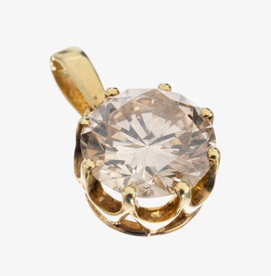 14 kt Gold Brillant-Anhänger, GG 585/000, Brillant ca. 3.05 ct l.get.Weiß/vs, ca. 2 g