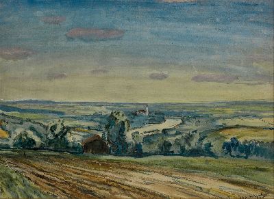 Otto Ditscher, 1903-1987 Neuhofen, Landschaft in der Pfalz, Aquarell auf Papier, rechts unten signiert und dat. 1925, ca. 43x60cm, u.Gl., R. ca. ...