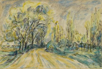 Otto Ditscher, 1903-1987 Neuhofen, Baum bestandener Weg, Aquarell auf Papier, rechts unten signiert und dat. 1974, ca. 35x52cm, PP, u.Gl., R. ca. ...