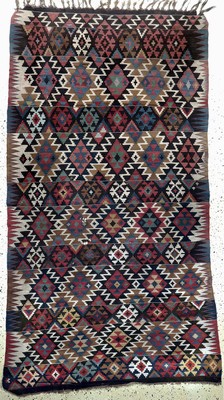 Schirwan Kelim antik, Kaukasus, 19.Jhd, Wolle auf Wolle, ca. 258 x 145 cm, EHZ: 4 (Löcher)