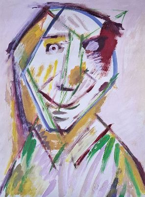 Vladimir Igorevich Yakovlev, 1934 Balakhna -1998 Moskau, Gouache/Papier, "Selbst", 1970er-Jahre, Selbstporträt en face, rechts unten ...