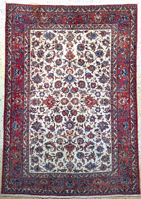 Esfahan alt, Persien, Anfang 20.Jhd, Korkwolle auf Baumwolle, ca. 205 x 148 cm, gereinigt, EHZ: 2, (kleiner restaurierung)