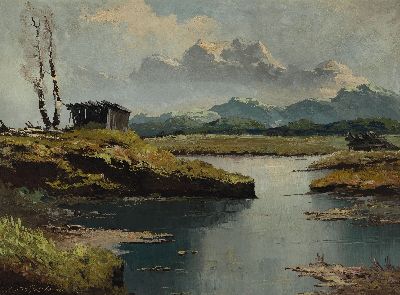 Prof. Georg Arnold-Grabone, 1896 München-1982 Starnberg, Voralpenlandschaft, links unten signiert, Öl/Lwd, 60x80 cm, Rahmen 80x100 cm