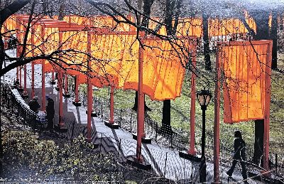 Christo&Jeanne-Claude, "The Gates, New York", 2005, Offsetlithografie, von beiden Künstlern handsign., ca. 51x76 cm