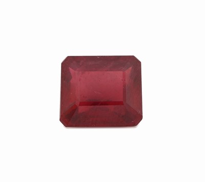 Loser Rubin, ca. 6.56 ct, oktagonal facett., (beh.)